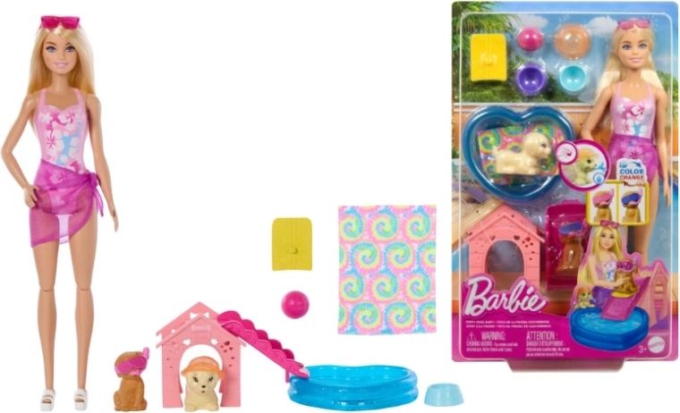 Barbie speelset met badende hondjes met kleurveranderingseffect - 1 stuk