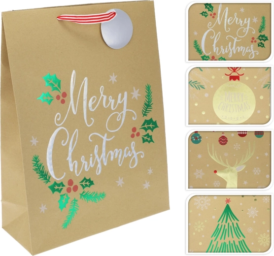 Papieren cadeauzak XL kerst mix decoraties 40 × 30 × 10 cm