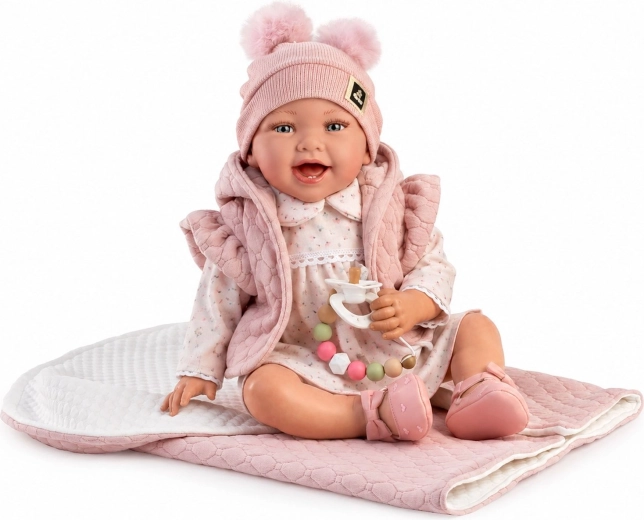 Guca Olivie realistische verzwaarde babypop met geluiden en zacht stoffen lichaam 42 cm