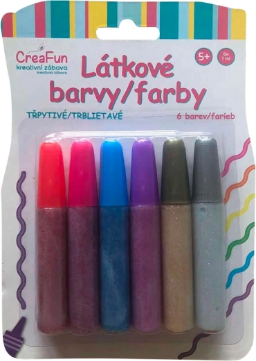 CreaFun textielverf met glitters – set 6×42 ml