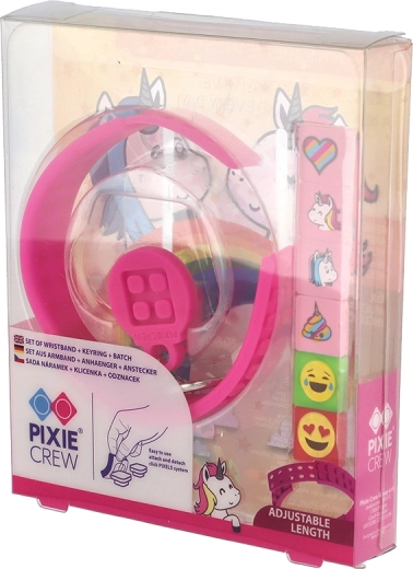 Pixie Crew 3-in-1 set eenhoorn armband sleutelhanger en badge