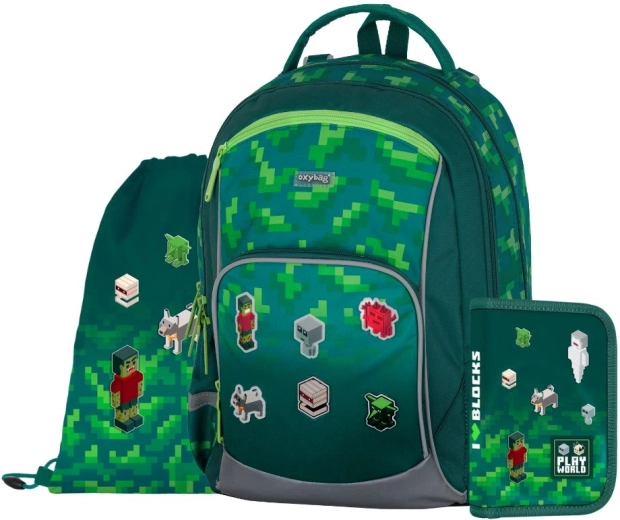Školní set OXYBAG OXY GO Playworld – rugzak, etui en gymschoenenzak