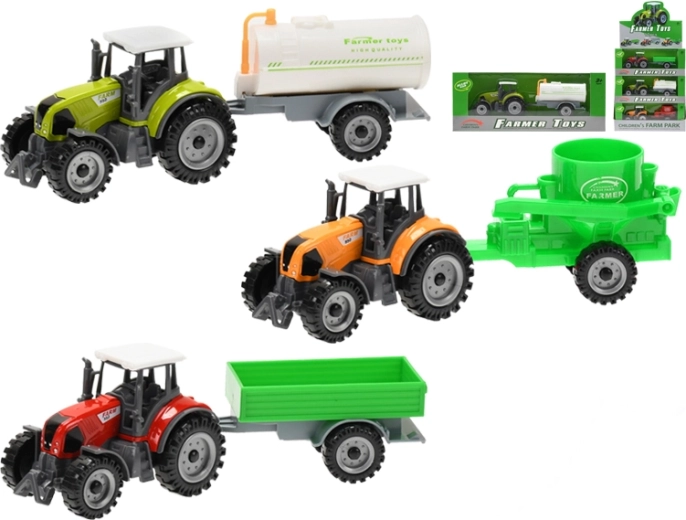 Metalen tractor met afneembare aanhanger 19 cm