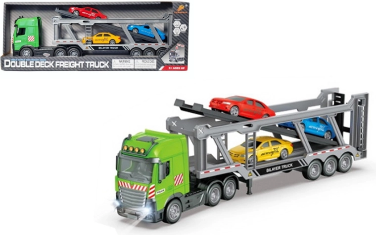 Transporttruck met autootjes met licht en geluid