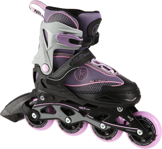 NILS Extreme inline skates grijs‑roze, verstelbaar – L (39-42)