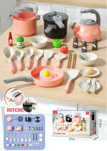 Roze kinderkeukenset 32-delig