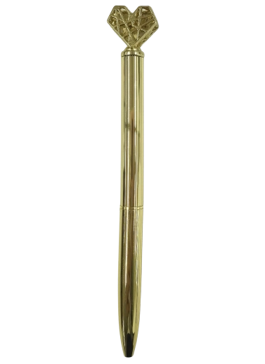 Metalen pen met hart in gouden kleur 16 cm