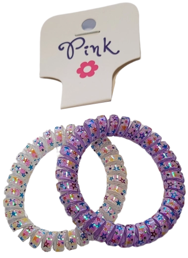 PINK spiraalvormige haarelastiekjes met parelglans 2 stuks