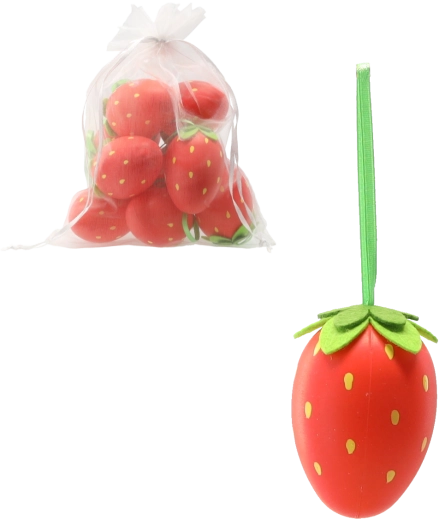 Set van 9 hangende paas-eitjes met aardbeienmotief