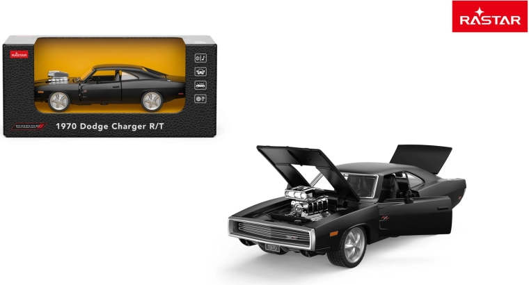 Metalen automodel Rastar 1970 Dodge Charger R/T 1:36 zwart