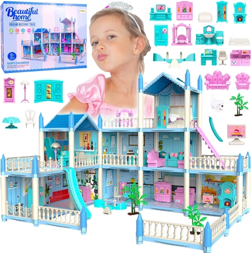 Poppenhuis villaresidentie met speeltuin