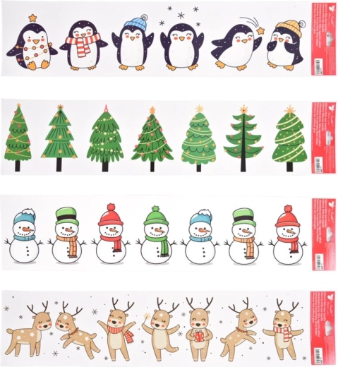 Kerst raamfolie strepen met glittereffect 64 × 15 cm