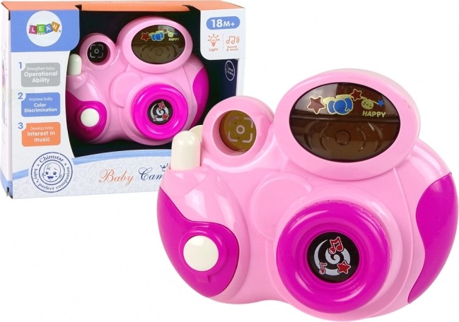 Interactieve kinderfotocamera met lichtjes, geluiden en melodieën – roze