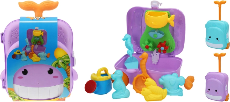 Koffertje met zandvormpjes – set van 7 stuks, mix van kleuren