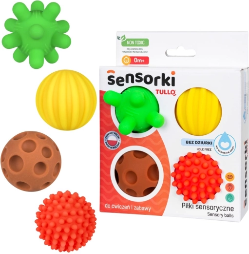 Sensorische ballen TULLO – set van 4 zonder openingen