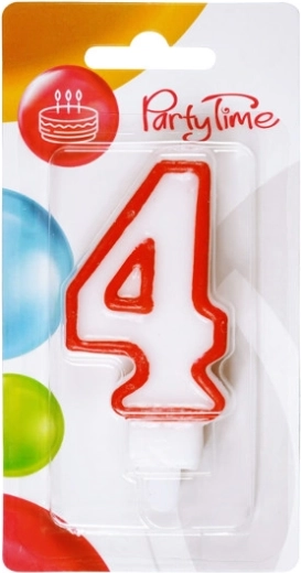 Verjaardagskaars cijfer 4 rood