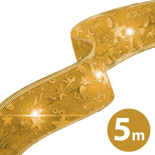 Gouden kerst-LED-lint met warm wit licht, 5 m