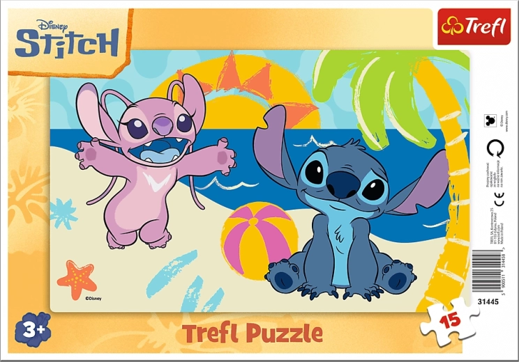Trefl puzzel Lilo & Stitch: aan zee 15 stukjes