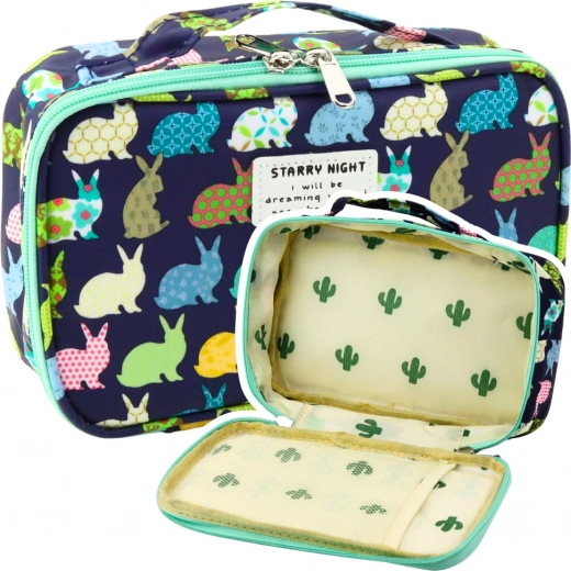 Comfortabele schooletui met organizer en binnenvak - blauw