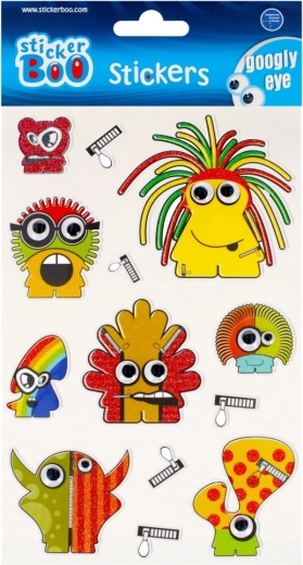 Glitterstickers monstertjes met bewegende ogen