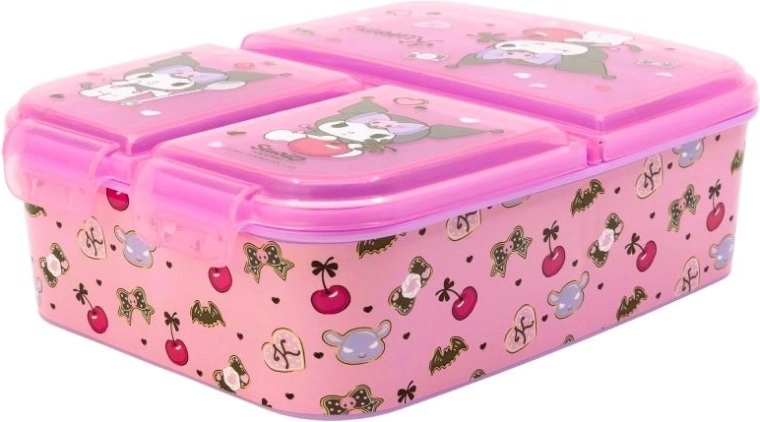 Driedelig snackdoosje Kuromi roze