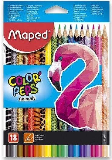 Driehoekige kleurpotloden MAPED Color'Peps Animals 18 stuks