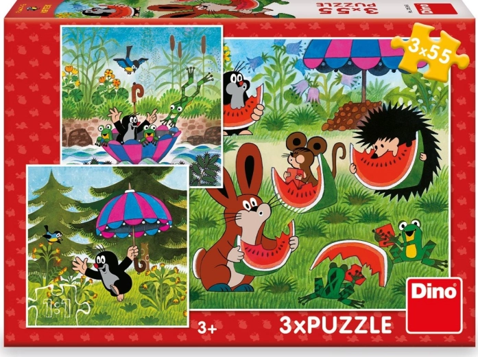 Dino Molletje en het parapluutje puzzel 3x55 stukjes