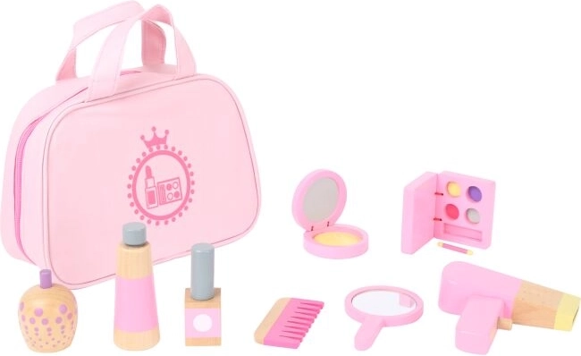 Kinder cosmetica tasje Small Foot met houten accessoires roze