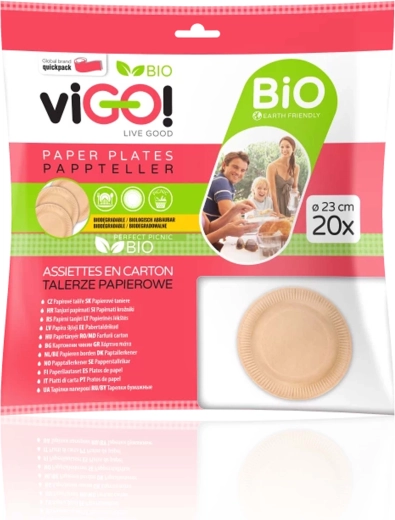 VIGO! Bio papieren borden bruin 23 cm, 20 stuks