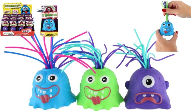 Plastic monstertje met zuignap 7 cm met licht en geluid