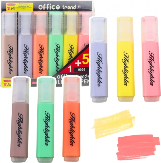 Set markeerstiften Pastelkleuren 6 stuks