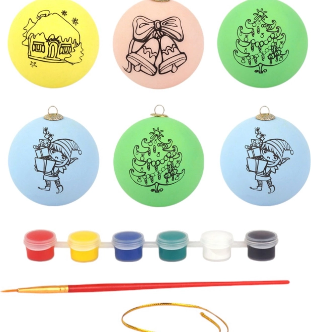 Set van kerstversieringen met kleuren