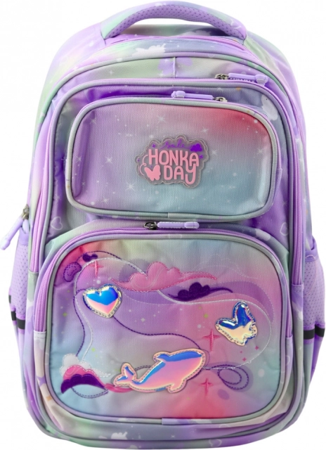 Pastelkleurige schoolrugzak met borstriem 20L