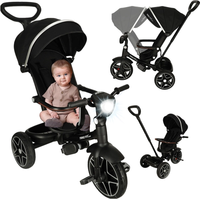 Trike Fix Elite kinder driewieler met kinderwagenfunctie 2-in-1 zwart