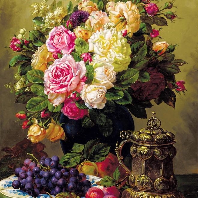 Geniet van puzzel - Stilleven met rozen door Jean-Baptiste Robie, 1000 stukjes