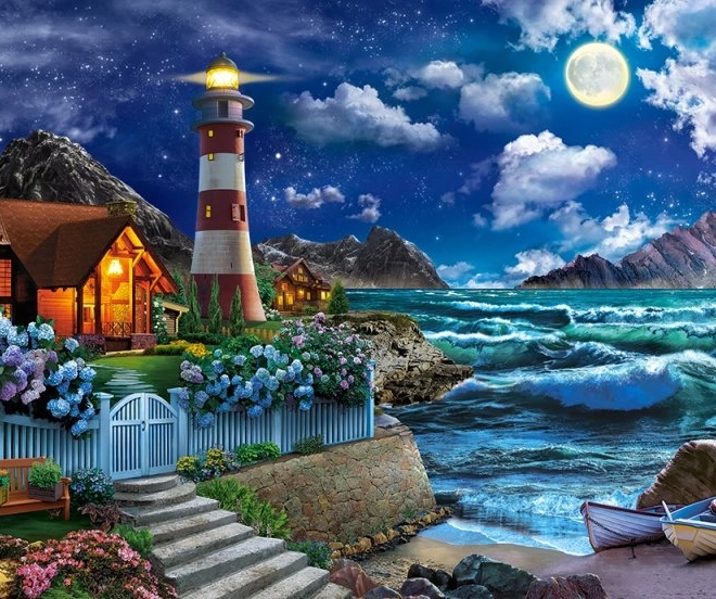 Puzzel 1000 stukjes Nacht van de Zeeman, Vuurtoren