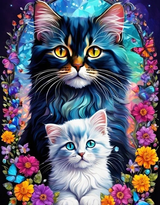 Puzzel Moederlijke Liefde: Katten 1000 Stukken