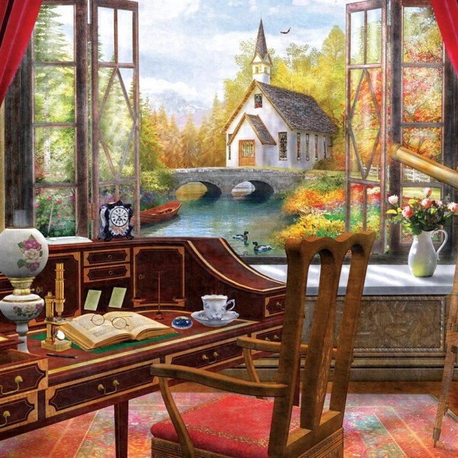Puzzel ART PUZZLE Uitzicht vanuit de werkkamer 500 stukjes