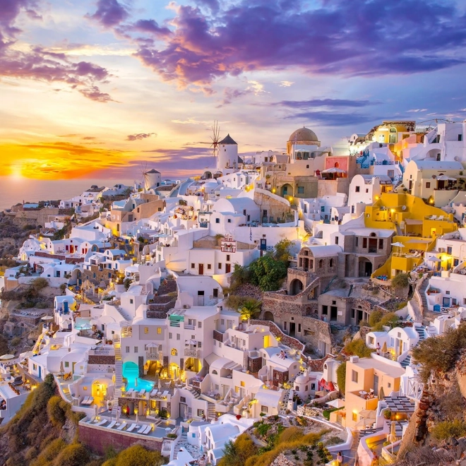 Puzzel Zonsondergang boven Santorini 1000 stukjes