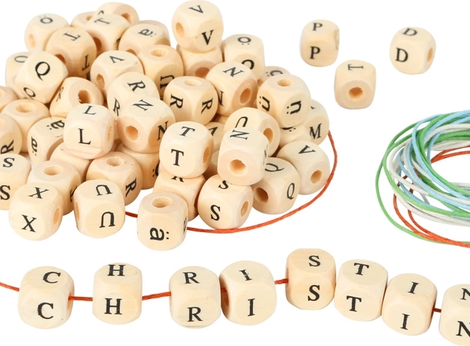 Grote houten kralenketting met letters Small Foot
