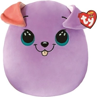 Kussenachtig knuffeldier TY Squishy Hond Bitsy paars 22 cm