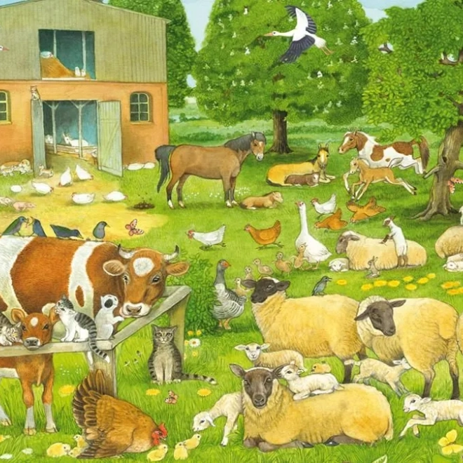 Puzzel dierenfamilies van de boerderij 100 stukjes