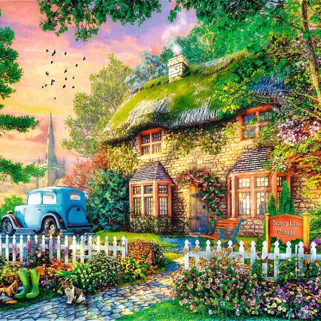 Puzzle TREFL Premium Plus: Theetijd - Sleepy Lane Cottage 1000 stukjes