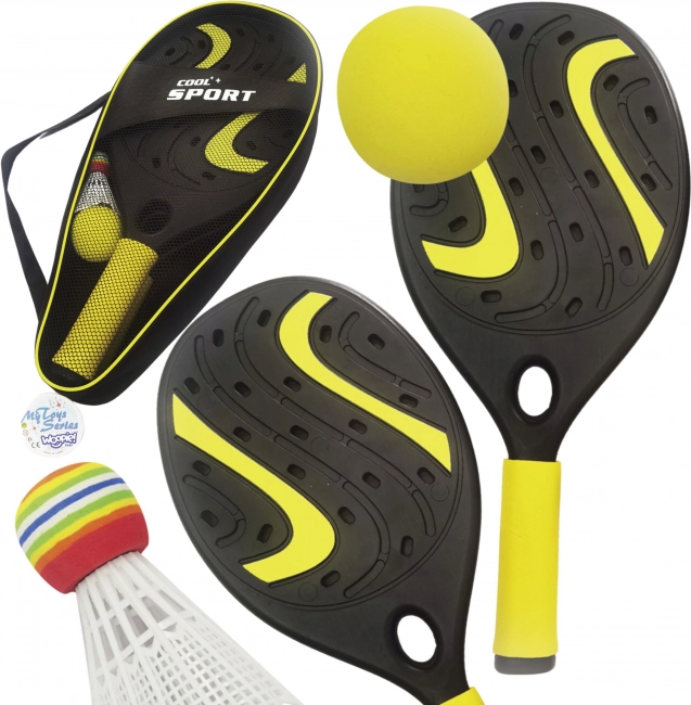 Woopie Raket met Schuimrubberen Bal en Mand - Set voor Strand en Tuin