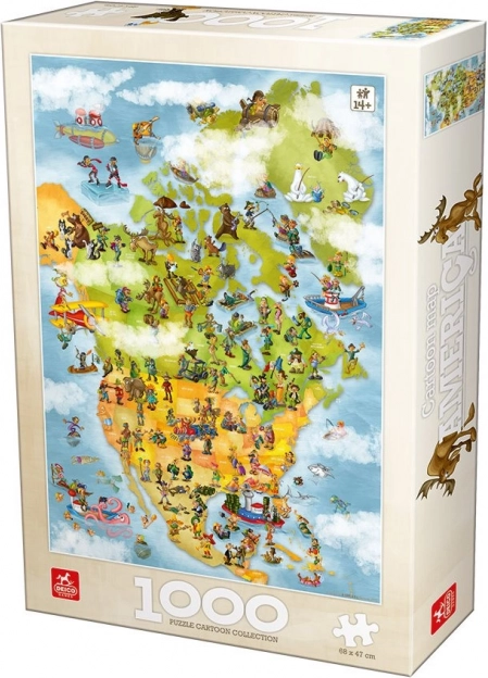 Puzzel Getekende kaart van Amerika 1000 stukjes