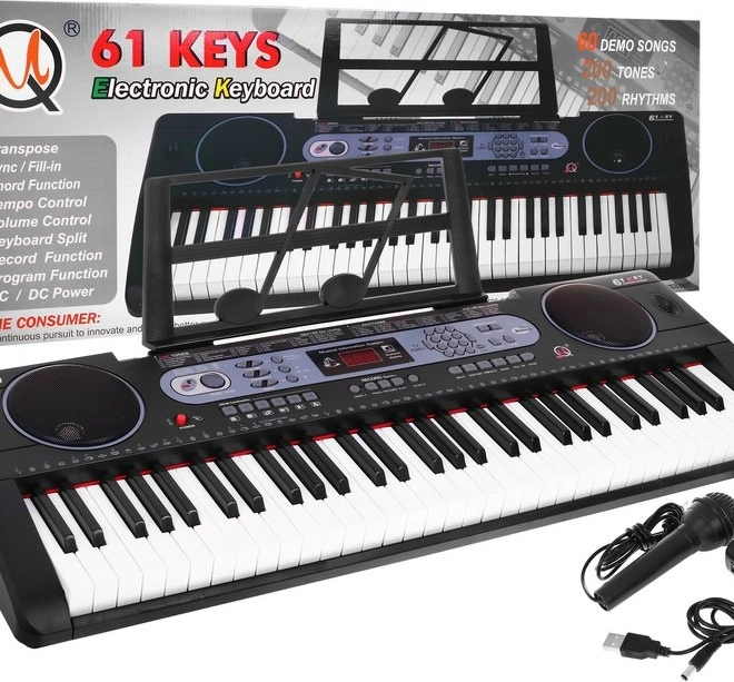 Multifunctioneel keyboard voor kinderen 5+ met muziekstandaard en microfoon