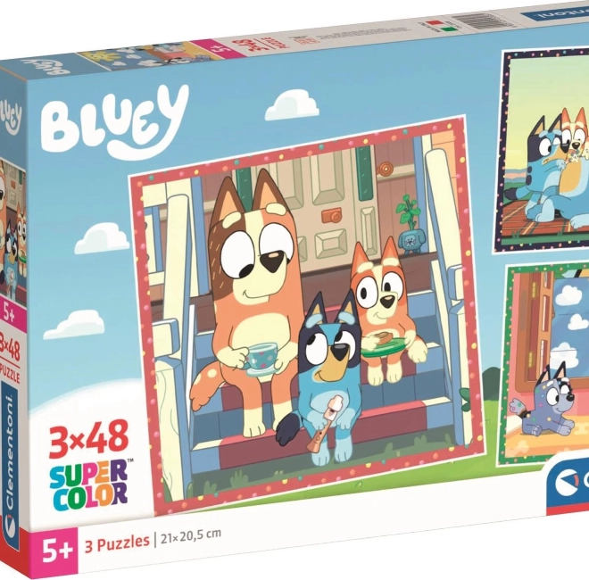 Puzzel 3x48 stukjes Bluey Vierkanten