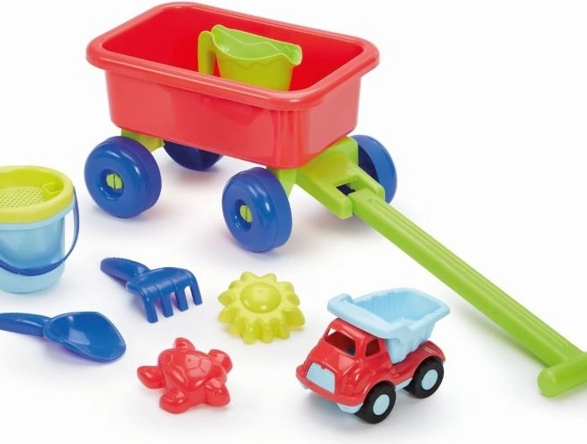 Kinderkar met gieter en zandset