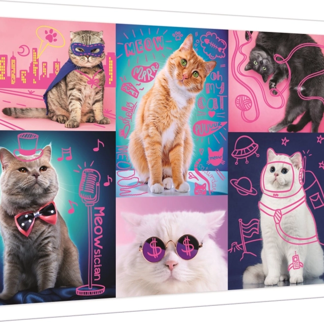 Puzzel Neon Kleur Lijn - Super Katten 1000 stukjes