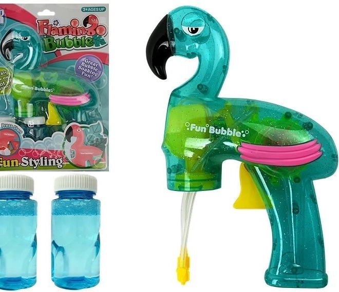 Bellenblaaspistool flamingo blauw
